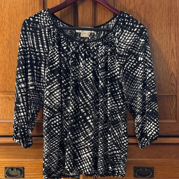 MICHAEL Michael Kors Abstract Top 3/4 length sleeve Elastic Waist Band - Picture 6 of 6